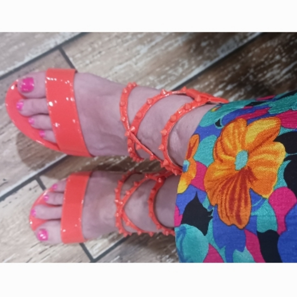Camel Threads Orange Wedge Sandles 11 - Picture 8 of 9